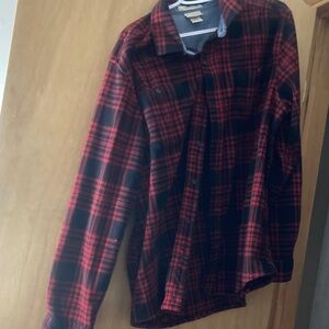 L.L. Bean Red and Black Plaid Button Down Shirt